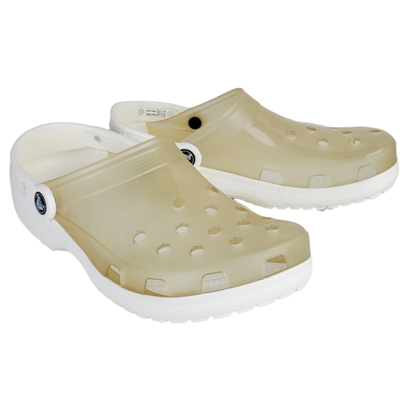 NWB Crocs unisex classic translucent clear slip on clogs white outdoor beach - Picture 2 of 13